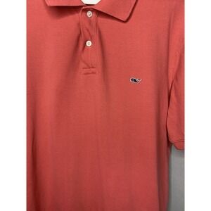 Mens L Vineyard Vines Pink Cotton Short Sleeve Preppy‎ Polo Collared Golf Shirt